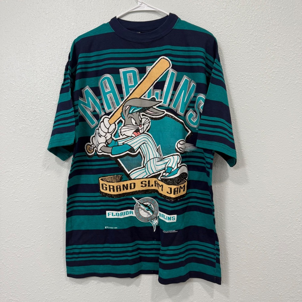 Vintage 1994 Florida Marlins Bugs Bunny T Shirt Sun Sportswear Grand Slam Jam L